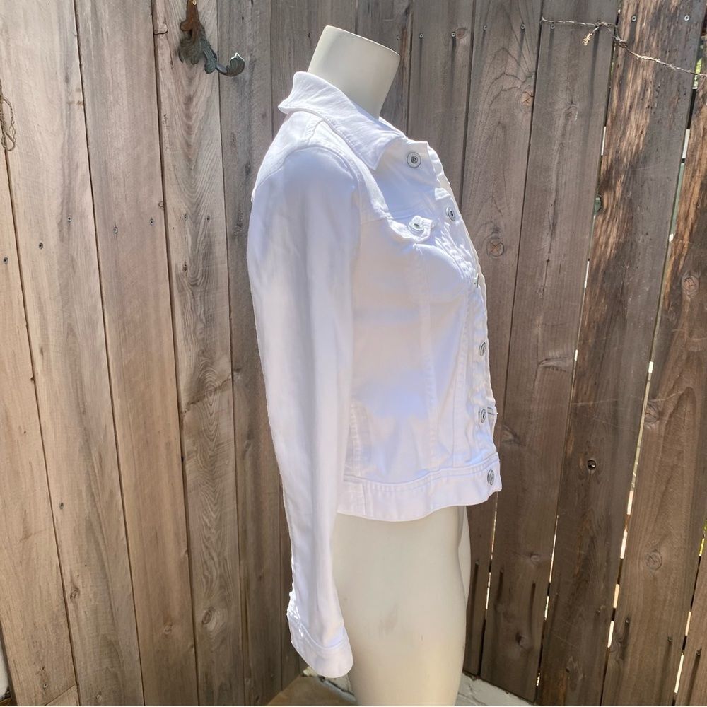 Ag Adriano Goldschmied White and Pink Jean Jacket with Artistic Back XS - Picture 3 of 10